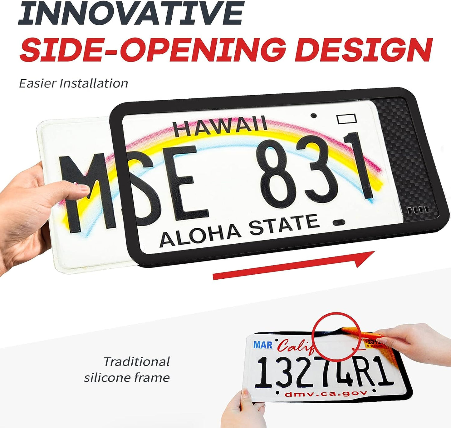 Side-Opening License Plate Frames