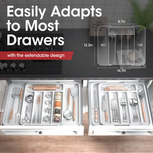 将图片加载到图库查看器，AUJEN Cutlery Organizer - Expandable Utensil Drawer Organizer, Adjustable Cutlery Tray Drawer Organizer, Kitchen Drawer Organizerr for Forks, Knives, Multipurpose Silverware Drawer Organizer
