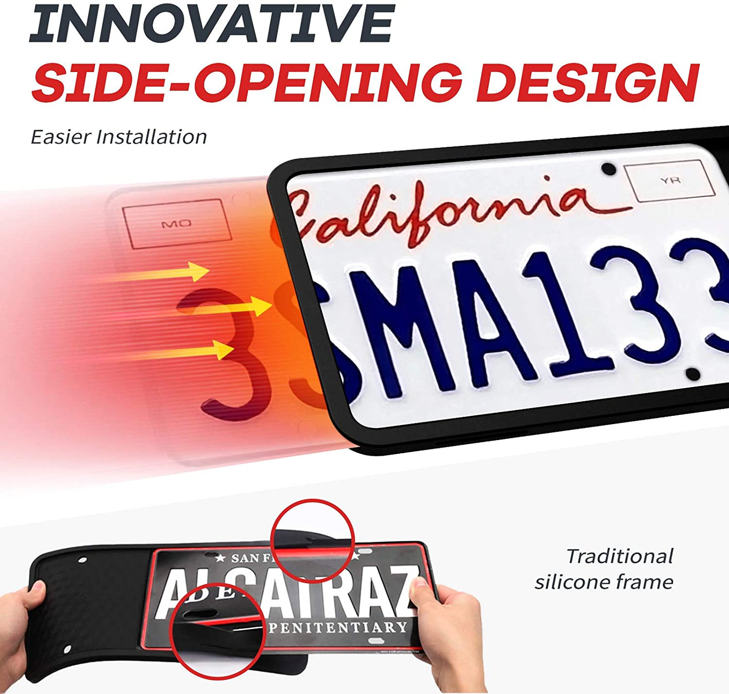 Side-Opening License Plate Frames