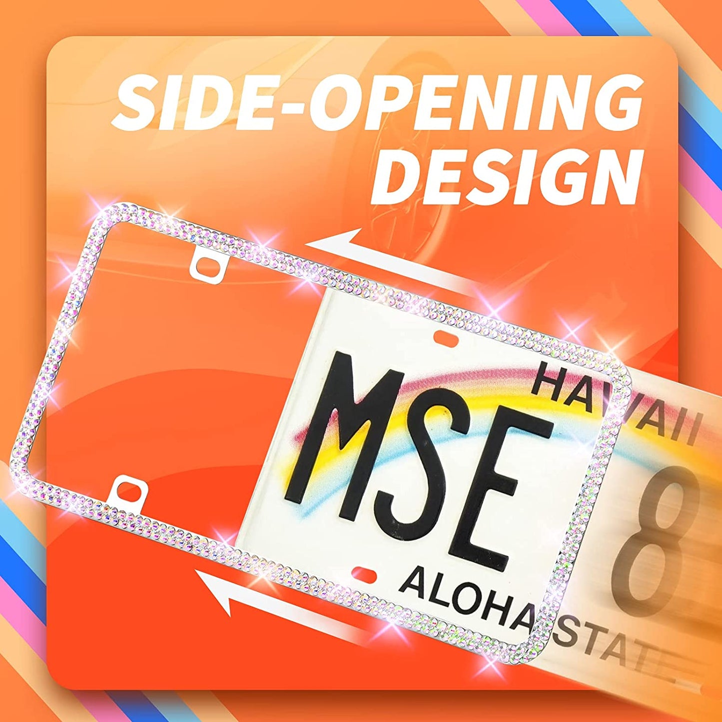 Sparkly Stainless Metal License Plate Frames