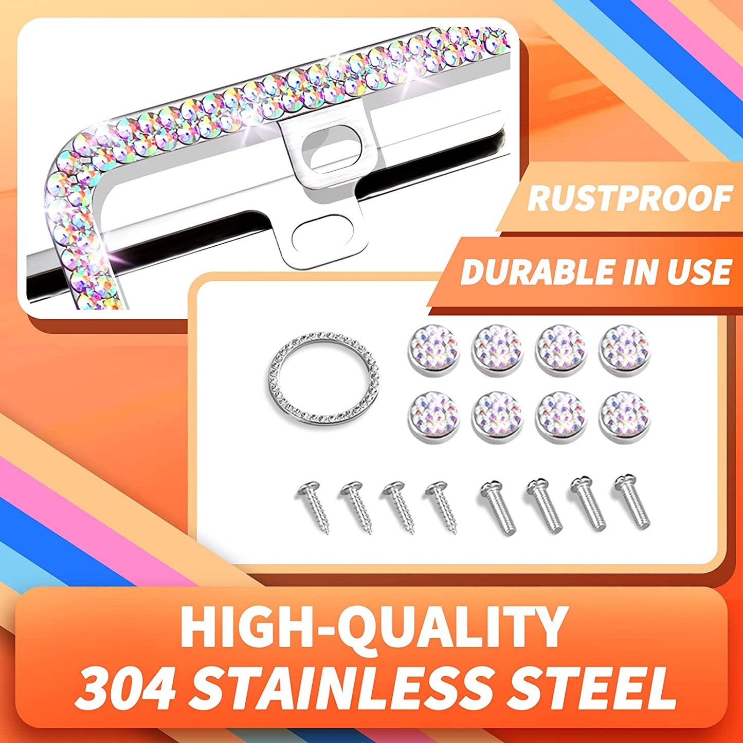 Sparkly Stainless Metal License Plate Frames