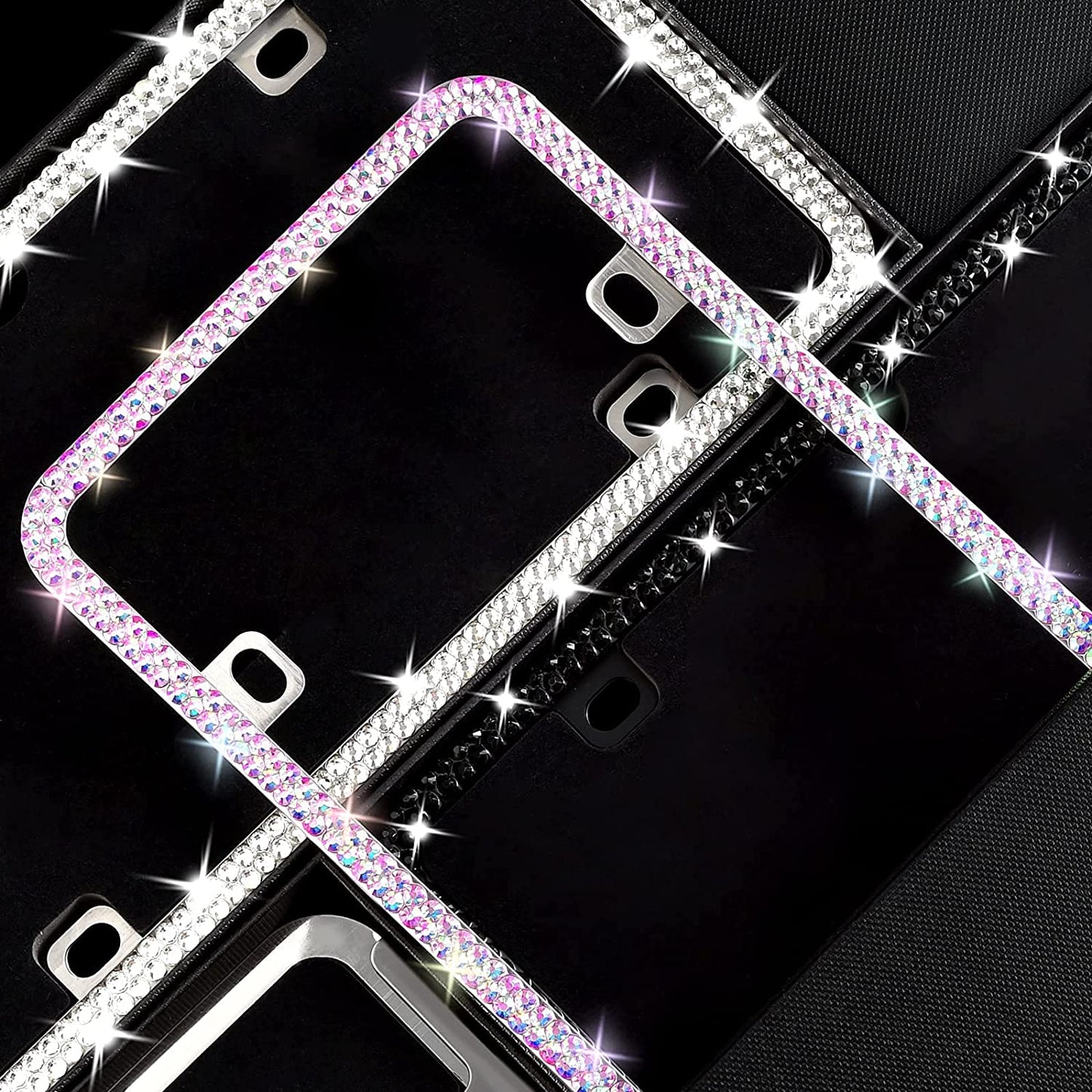 Sparkly Stainless Metal License Plate Frames